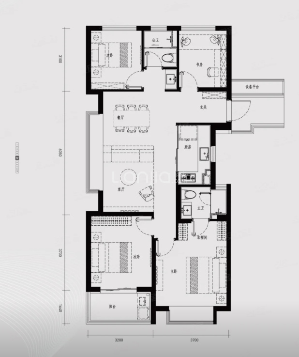 居室：4室2厅2卫 建面：110m²