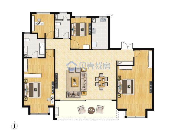 居室：4室2厅2卫 建面：143m²