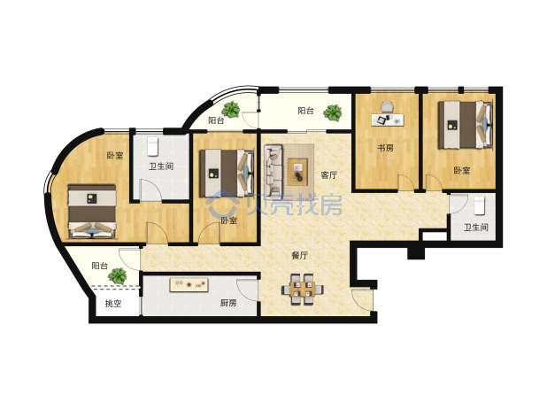 居室：4室2厅2卫 建面：216m²