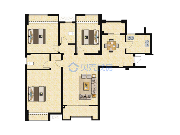 居室：3室2厅2卫 建面：120.51m²