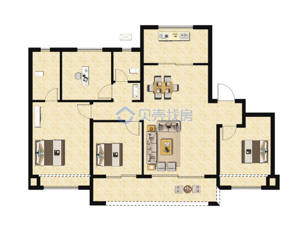 居室：4室2厅2卫 建面：123m²