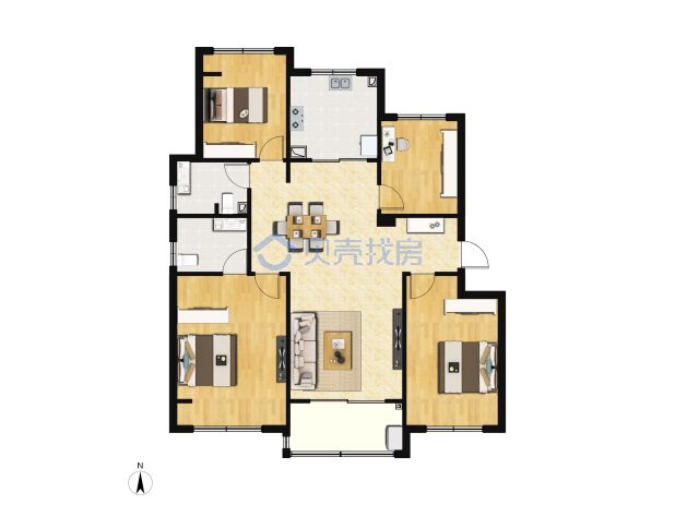 居室：4室2厅2卫 建面：124m²