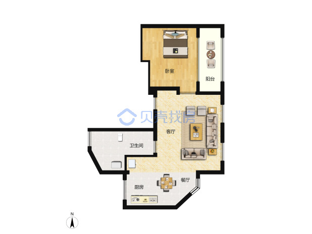 居室：1室2厅1卫 建面：79m²