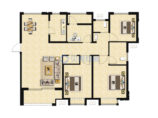 居室：4室2厅2卫 建面：119m²