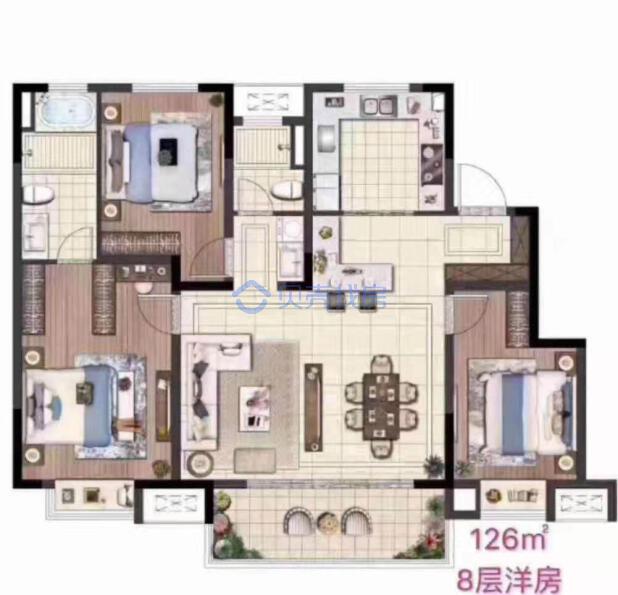 居室：3室2厅2卫 建面：126m²